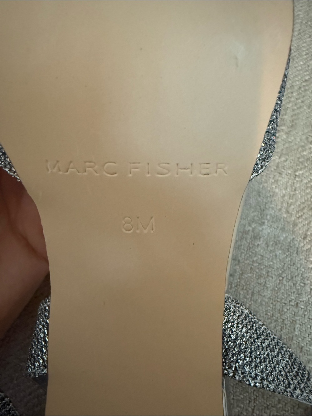 Marc Fisher Silver Glitter Slingback Pointed Pumps - Picture 9 of 9